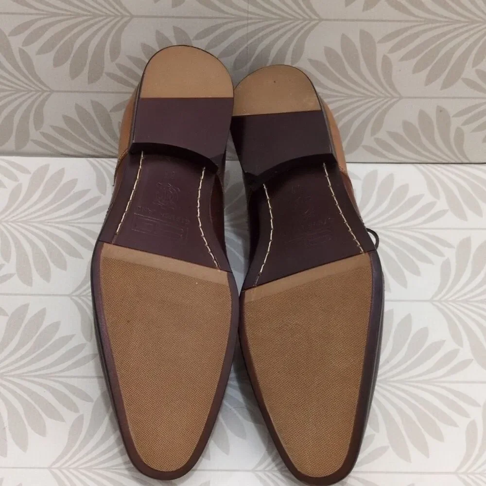 Steven Land SL0040 Men's Brown/Tan Leather Cap Toe Oxford Dress Shoes 8.5
